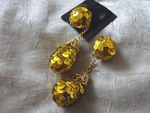 【送料無料】ピアス　ピアス　ゴールドスパンコールキャッチauffllige ohrclips gold pailetten neu 9 cm｜hokushin