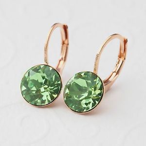 【送料無料】ピアス　ピアス　ミリペリドットグリーンピアス　スワロフスキーローズneu rosegold ohrhnger 8mm swarovski steine peridotgrn ohrringe