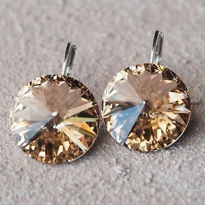 【送料無料】ピアス　スワロフスキーライトピーチピーチヌードピアス　ピアス　neu ohrhnger mit 14mm swarovski steine light peachpfirsichnude ohrringe