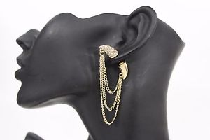 【送料無料】ピアス レディースゴールドシルバーブルホーンピアス ファッションチェーンラインストーンneu damen gold silber zweiseitig stierhorn ohrringe mode ketten strass|hokushin