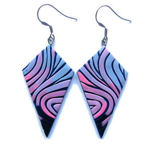 【送料無料】ピアス　ピンクポリマーneues angebotgeometrischer blau rosa lila gro riesiges statement polymer tonerde handgemacht