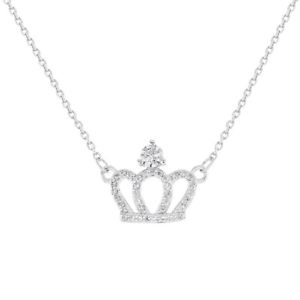 【送料無料】ネックレス　スターリングシルバージルコンクイーンプリンセスクラウンネックレスen argent sterling 925 zircon transparent reine princesse couronne collier