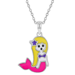 【送料無料】ネックレス エナメルカラーサイレンen argent sterling 925 maill multicolore sirne collier enfants filles 406cm