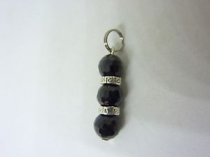 【送料無料】ネックレス　ブラックスピネルビーズpendentif spinelle noir perles 8 mm