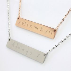【送料無料】ネックレス　バレンタインカスタムクランプバーピンクゴールドシルバーsaint valentin cadeau gravure personnalise nom barre collier or rose, argent