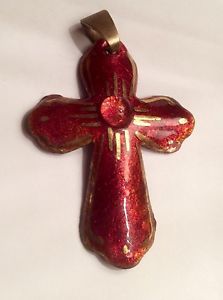 【送料無料】ネックレス　エナメルクロス＋＋＋pendentif, croix en porcelaine de limoge maille et signe