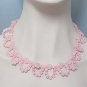 【送料無料】ネックレス　ピンクシルバーネックレスbeau collier 49cm en vraiment quartz rose et argent 925