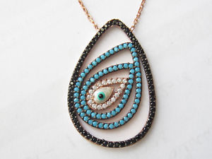 【送料無料】ネックレス　トルコピンクゴールドハンドクランプスターリングシルバートパーズターコイズturque or rose argent sterling 925 turquoise topaze fait la main collier