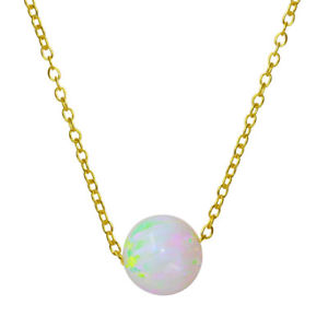 【送料無料】ネックレス　スターリングシルバーラウンドオパールfemmes en argent sterling 925 plaqu or rond synthtique opale 16 51cm