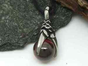 【送料無料】ネックレス　ステンレススチールボールクリップドラゴンペンダントgriffe de dragon pendentif en acier inox boule rouge collier｜hokushin