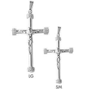 【送料無料】ネックレス　スターリングシルバークロスチューブロープペンダントargent sterling hautement poli tube croix crucifix 3d pendentif avec corde