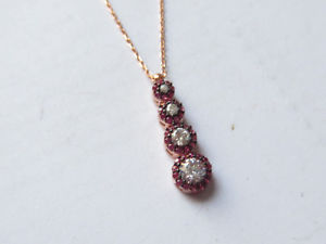 【送料無料】ネックレス　トルコピンクゴールドスターリングシルバートパーズルビーポルトボヌールクリップturque or rose 925k argent sterling rubis topaze porte bonheur collier