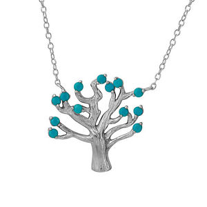 【送料無料】ネックレス　スターリングシルバーシャフトターコイズfemmes en argent sterling 925 rh plaqu arbre 406cm collier avec turquoise