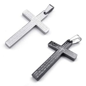 【送料無料】ネックレス　クリップクロス×ステンレスペンダント5xcollier a pendentif en acier inoxydable en forme de bible et croix noir z9x5 13,485円