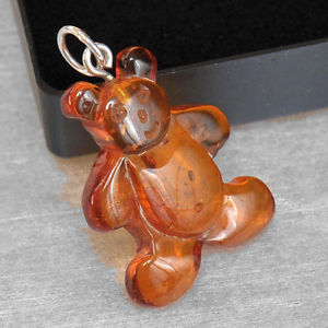 【送料無料】ネックレス　プーオレンジジュエリーバプテスマpendentif ourson ambre naturel amp; argent bijoux naissance baptme neuf