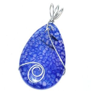 【送料無料】ネックレス　ペンダントpendentif original plaqu argent agate naturelle bleu bijou pendant