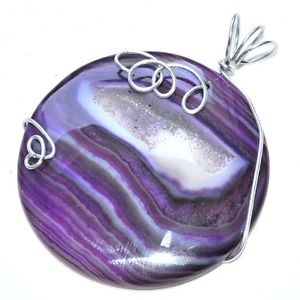 【送料無料】ネックレス　ペンダントgros pendentif original plaqu argent agate naturelle violet bijou pendant