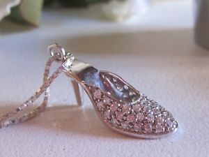 【送料無料】ネックレス　クランプポンドピカピカシルバーペンダントcollier et pendentif en argent 925 escarpin serti de brillants neufs