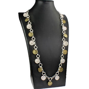【送料無料】ネックレス　ローマカラーペンダントベルチャーロングネックレスargent et cuivre couleur romain monnaie pendentif breloque belcher long collier