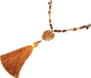 【送料無料】ネックレス　ガラスビーズネックレスシートcl2205f sautoir collier perles verre et brillantes avec feuille rsine et p｜hokushin
