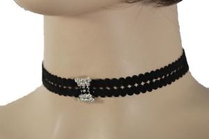 【送料無料】ネックレス　モードクランプfemme argent bling perles charme mode tissu noir collier ras du cou