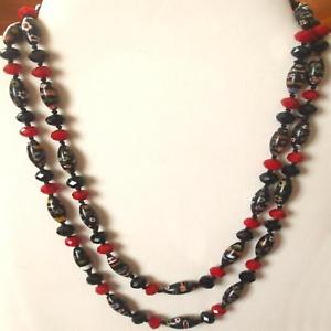 【送料無料】ネックレス　ロッソコンcollana laccio donna cristallo nero e rosso con murrine ovali 112 cm 67