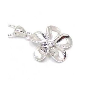 【送料無料】ネックレス　シルバーハワイアンプルメリアペンダント29mm argent 925 brillant hawaen plumeria pendentif fleur