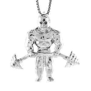 【送料無料】ネックレス　スターリングシルバーセンチボックスイタリアargent sterling weightlifter haltrophile pendentif,457cm italien bote