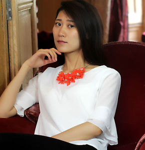 【送料無料】ネックレス　クリップフラワークリスタルコーラルcollier court dor fleur corail cristal soire fun1