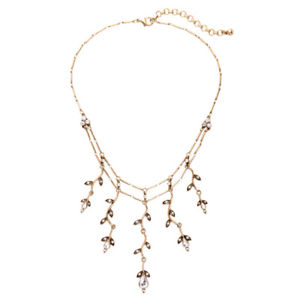 【送料無料】ネックレス　クリップランクエンドレトロcollier pendandtif dor branche arbre feuille deux rang cristal fin retro jd4