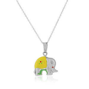 【送料無料】ネックレス スターリングシルバーペンダントネックレスen argent sterling 925 3d jaune email vert lphant collier pendentif, 457cm