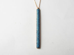 【送料無料】ネックレス　メッキトルコローズゴールドスターリングシルバーターコイズクランプスティックturque plaqu or rose argent sterling 925 turquoise bton collier