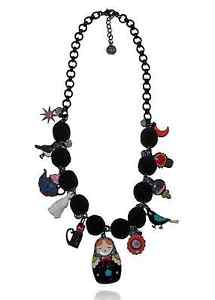 【送料無料】ネックレス　クランプロシアポンポンlol bijoux collier matriochka poupe russe pompon noir