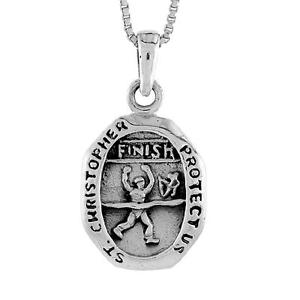 【送料無料】ネックレス　セントクリストファーアメリカランナーargent sterling stchristopher protge usa pour coureurs pendentif