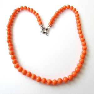 【送料無料】ネックレス　アルジェントコンローザcollana donna colore argento con sfere di corallo rosa 6,5 mm 46 cm 251 p