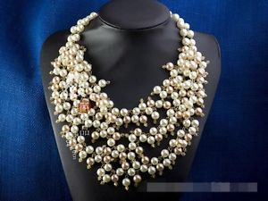 【送料無料】ネックレス　マルチクランプランクホワイトパールバロックレトロビンテージオリジナルcollier multirang perle blanche baroque ancien retro vintage original sd 4 14,045円