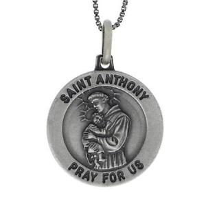 【送料無料】ネックレス　アンティークアントニウスメダルfinition antique argent sterling saint anthony mdaille pendentif