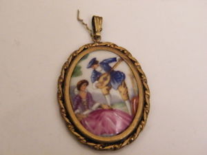 【送料無料】ネックレス　セレナーデロマンチックリモージュフランスpendentif bijoux porcelaine peinte romantique srnade,limoges france,nls1025
