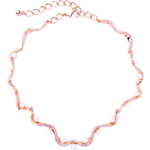 【送料無料】ネックレス　クリップローズアールデコスネークパールキーパッドcollier court dor rose art deco serpent pav perle blanc original osc5