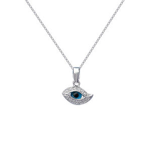 【送料無料】ネックレス　ソリッドシルバージルコニウムクランプcollier oeil en argent massif et zirconium longueur au choix 45cm ou 50cm