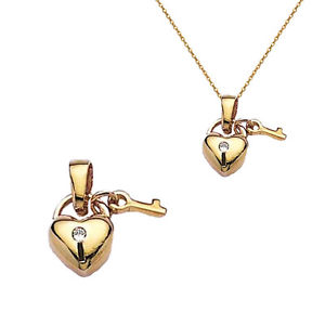 【送料無料】ネックレス　キーハートゴールドメッキジルコニウムpendentif femme cl coeur en plaqu or 750000 et zirconium neuf beaux bijoux