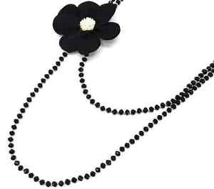 【送料無料】ネックレス　ファブリックダブルクランプタワービーズcl2096f sautoir collier double tour perles brillantes avec fleur xxl tissu