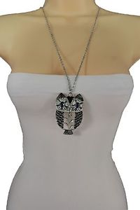 【送料無料】ネックレス　モードシルバーペンダントクランプneuf femme classique collier la mode grand oiseau pendentif argent long mtal