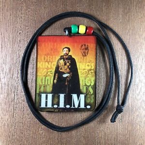 【送料無料】ネックレス　ブラックペンダントネックレスロープマーリーレゲエジャマイカselassie pendentif noir collier avec corde rasta marley reggae jamaque 34 86