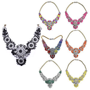 【送料無料】ネックレス　フラワーペンダントネックレスクリスタルチェーン5xchaine de cristal de noel declaration strass fleur collier pendentif veri6z8