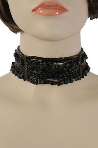【送料無料】ネックレス　ビンテージモードクランプfemmes large noir perles collier la mode vintage ancien mtal dor