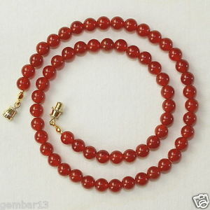 【送料無料】ネックレス　クリップレッドオレンジcornaline collier 6mm vritable naturel 6 mm perles rouge orange