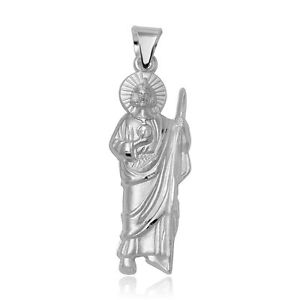 【送料無料】ネックレス　スターリングシルバーセントジュードグレートペンダントセンチボックスイタリアargent sterling hautement poli saint jude grand pendentif, 457cm italien bote