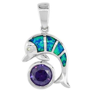 【送料無料】ネックレス スターリングシルバーオパールラウンドアメジストペンダントargent sterling opale dauphin pendentif avec rond couleur amthyste