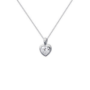 【送料無料】ネックレス　ソリッドシルバージルコニウムハートネックレスcollier coeur en argent massif et zirconium longueur au choix 45cm ou 50cm